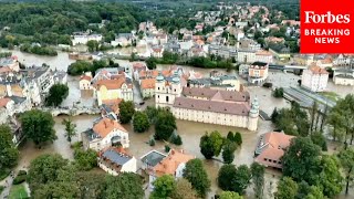 Drone Footage Reveals Major Flooding In Poland After Heavy Rains Pummeled Central And Eastern Europe [upl. by Kristal4]