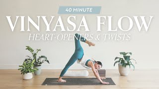 40 Minute Yoga Vinyasa Flow  Heart Openers amp Twists [upl. by Carrew]