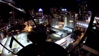 Helicopter R22 night landings Downtown Fort Lauderdale DT1HD [upl. by Enelaehs]