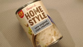 Making Campbells Home Style New England Clam Chowder Soup [upl. by Manno]