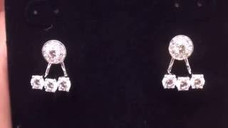 SWAROVSKI SILVERTONE CRYSTAL EARRING JACKETS WITH STUD EARRINGS [upl. by Boyes146]