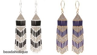 How to Make Brick Stitch and Fringe Beaded Earrings [upl. by Carson318]