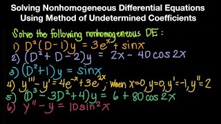 Solving Nonhomogeneous Differential Equations By Method of Undetermined Coefficients Part 1 Live [upl. by Lyj]