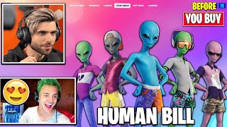 Streamers React to Human Bill Skin In Fortnite Item Shop [upl. by Wina]