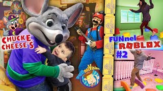 SHAWN goes to CHUCK E CHEESES  FUNnel Fam Roblox Obby Competition FV Family [upl. by Elburr]