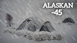 Winter Camping in EXTREME COLD 45°F Solo Camping 4 Days  Snowstorms Hot Tent Camping in Alaska [upl. by Carmita]