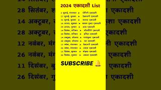 आने वाली एकादशियों की लिस्ट 2024  2024 Ekadashi List 🙏 [upl. by Soph107]