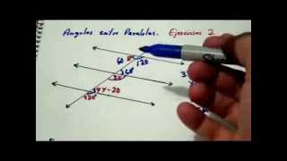 Matemática Básica  Ángulos entre Paralelas Ejercicios 2  Ángulos correspondientes y alternos [upl. by Tracay]