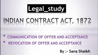 Communication and Revocation of offer amp acceptanceContract Law Easy Hindi Explanation [upl. by Annairoc]