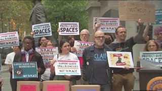 Members of the Gayborhood show up to protest 76 Place in Center City [upl. by Bernette901]