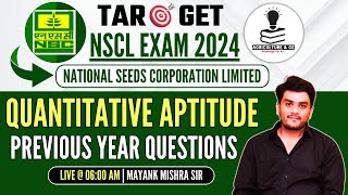 NSCL Exam Previous Year Questions  National Seed Corporation Exam Questions Paper  Maths Quants [upl. by Mellisent]