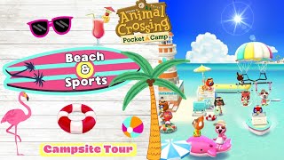 Beach amp Sports🏖🚤🪂🛟 Campsite Tour🏕Animal Crossing Pocket Camp [upl. by Bronder402]