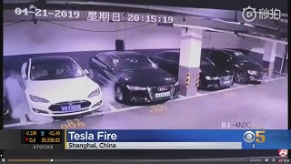 Video Of Parked Tesla That Appears To Explode In China Goes Viral [upl. by Assenal]