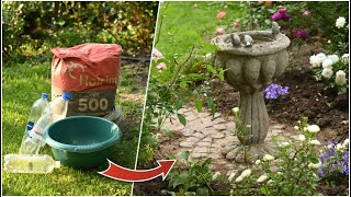 DIY hypertufa bird bath using plastic bottles [upl. by Aeneas]