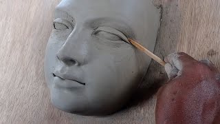 making a female face with water based clayhow to make a face with clay sculpting face in clay [upl. by Birecree]