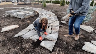 Planting 3 Small Evergreens Flower Bed Cleanup amp ProgressOn the Rock Path 🌲😁💪  Garden Answer [upl. by Aiak]