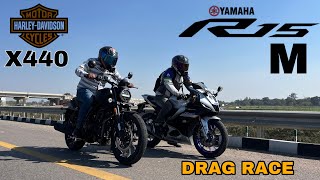 YAMAHA R15M VS HARLEY DAVIDSON X440  WHO WILL WIN IN THIS RACE [upl. by Sualokcin]