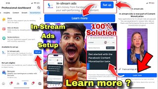 Instream ads Setup 🤑 Facebook Instream ads Learn more 😍 Facebook Content Monetization Beta [upl. by Ellessig]