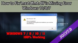 How to Fix Run time error msstdfmtdll’ is Missing Error In Windows 781011 Tutorial [upl. by Mannos]