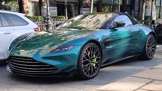 Vantage F1 Edition and many supercars acceleration drift and brutal sound Carspotting in Budapest [upl. by Ognimod]