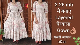 Layered Gown 225 mtr मे सबसे आसान तरीका😍 [upl. by Pelagias319]