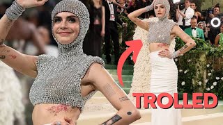 Cara Delevingne shuts down coked up claim after viral Met Gala red carpet interview [upl. by Eineeuq390]