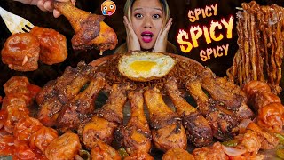 10 SPICY CHICKEN LEG PIECE CHILLY MOMO amp BLACK BEAN NOODLES MUKBANG ASMR MASSIVE EATING ASMR 🔥 [upl. by Nnylg969]