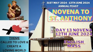 St Anthonys Novena Mass Day 13  12th JUNE 2024 St Anthonys Church Camp Belgaumenglishmass [upl. by Eneleoj]