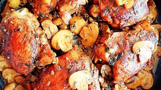 Garlic Mushroom Chicken Thighs  Easy To Make And Incredibly Delicious Recipe [upl. by Grekin]