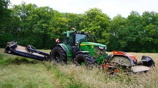 2024  John Deere 6R 175  Vicon triple  Gras maaien  van Klompenburg Hulshorst  Mowing grass [upl. by Jorgensen]