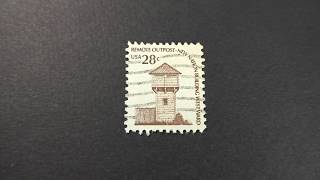 Postage stamp USA REMOTE OUTPOST NEW NATION BUILDING WESTWARD Price 28 cents [upl. by Arhez]