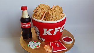 KFC theme cake decoration tutorial  কেএফসি থিম কেক ডেকোরেশন টিউটোরিয়াল। [upl. by Coleman11]