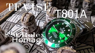 The Imitation Hulk  Tevise T801A in Green Review a 20 Rolex Submariner Homage [upl. by Ydroj621]