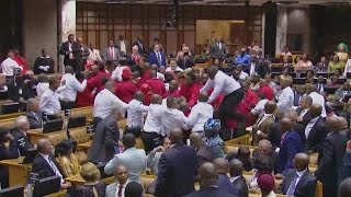 Mass brawl erupts in South African parliament [upl. by Laban]