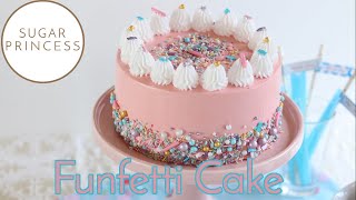 Wunderhübsche einfache Konfetti Geburtstagstorte  Funfetti Cake  Rezept von Sugarprincess [upl. by Absa]