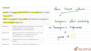 Assertion Transgenic plant production is an application of plant tissue culture [upl. by Atimed836]