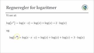 eksponentialfunktioner 45  regneregler for logaritmer [upl. by Lucienne]