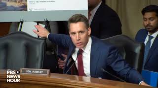 WATCH Sen Josh Hawley and DHS head Mayorkas argue over antiSemitism claims during Senate hearing [upl. by Hilaria]