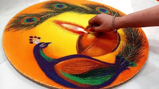 Peacock Diya Poster Rangoli For Diwali  दिवाळी लक्ष्मीपूजन रांगोळी  Diwali Special Rangoli Designs [upl. by Sass270]