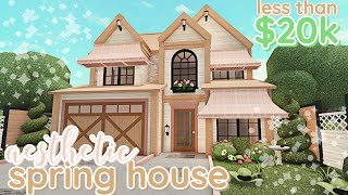 Aesthetic Spring 20k Bloxburg House Build 2 Story Exterior WITH VOICE [upl. by Laitselec113]