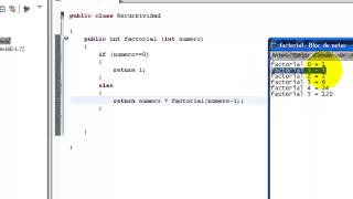 Recursividad Java  ejemplo FACTORIAL Y SUCESION DE FIBONACCI [upl. by Leihcim631]