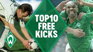 TOP 10 AMAZING FREE KICK GOALS  SV Werder Bremen [upl. by Lefton]