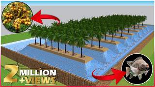 Integrated COCONUT and FISH Farming  Integrated Farming System Planning amp Ideas  Farm Design [upl. by Yedarb]