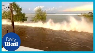 Tonga tsunami Powerful moment tidal wave hits the Pacific island [upl. by Nerua]