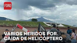 Reportan caída de helicóptero en autopista de Colima Hay varios heridos  A las Tres [upl. by Omlesna]