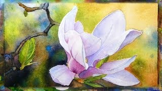 How to Paint the Magnolia Flower Watercolor Painting Part 1 [upl. by Anaerdna]