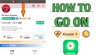 vidstatus App me kreator kaise bane  vidstatus app me video dal kar paise kaise kamaye [upl. by Edson]