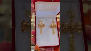 21kt golden earring design earrings gold jewellery newdesigndubaigold wedding trendingbridal [upl. by Margreta]