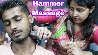 Wooden Hammer Massage Done By Barber Girl Chaitali  ASMR Tok Sen Massage  Pain Relief Relaxation [upl. by Nurse]