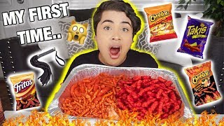 MUKBANG MY FIRST TIME Ultimate Hot Cheetos Challenge eating show [upl. by Concoff]